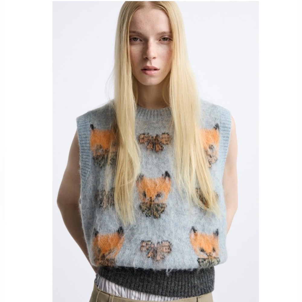Zara JACQUARD KNIT VEST X HARRY LAMBERT Size XL - Picture 5 of 14